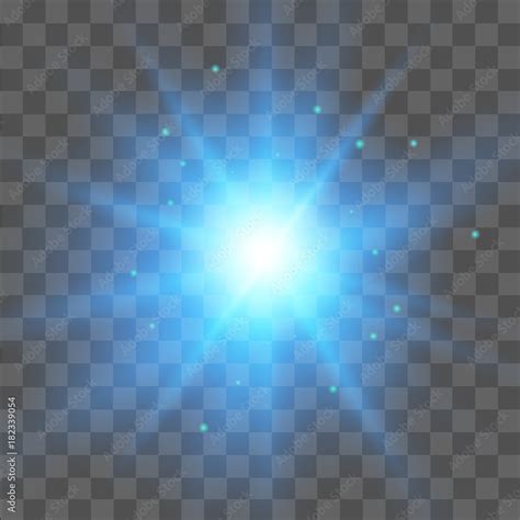 Blue Star Light Effect On Transparent Background Glow Light Effect
