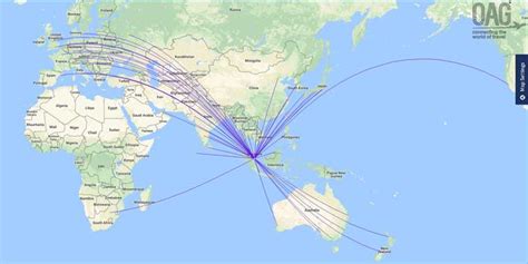 Map Of Flights From Singapore Maps Of The World