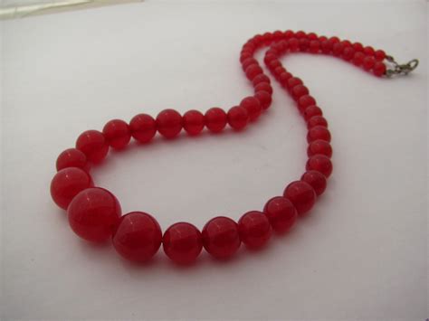 16 Red Jade Necklace 6 14mm Round Malay Jade Beautiful Etsy