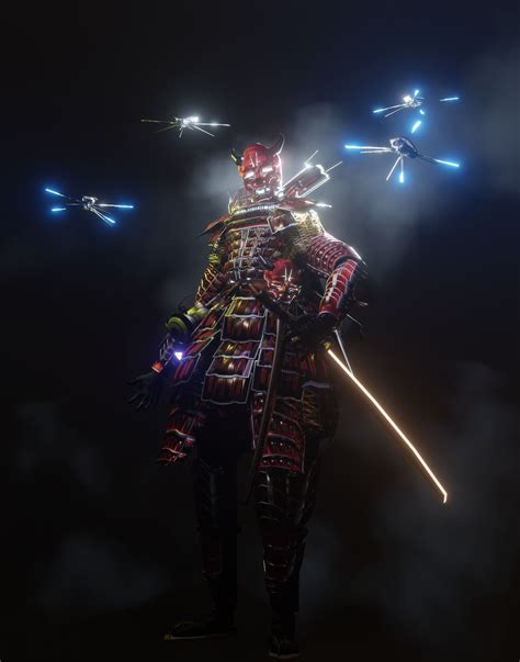 Cyberpunk Samurai 3d Model Rigged Cgtrader