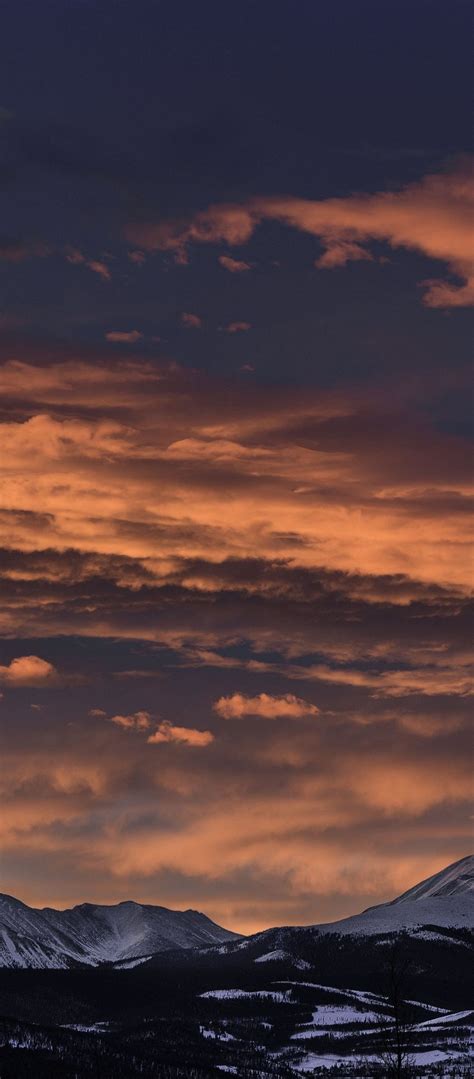 Mountains Sunset Clouds Peaks 1080x2460