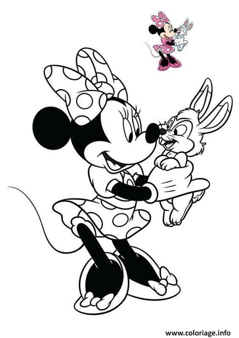 Coloriage Minnie Mouse Avec Un Lapin Disney Jecolorie
