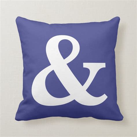 Royal Blue White Ampersand Sign Throw Pillow Black Throw