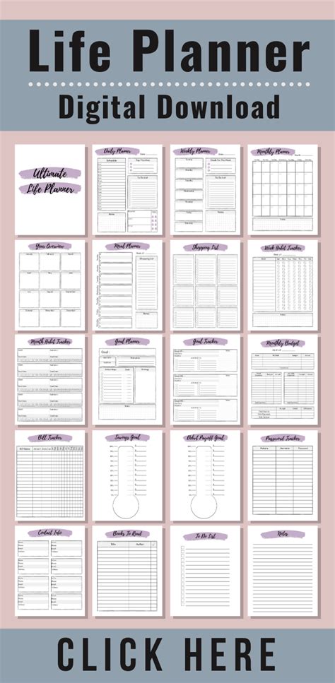 Organizer Life Planner Printables Free All The Templates Included Are