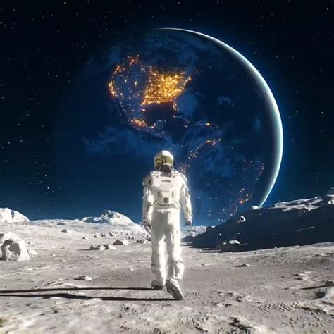 Astronaut Walking On The Moon Video Illustration Digital Artwork