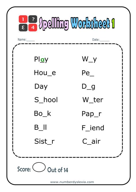 Acces Pdf Worksheets For Dyslexia Spelling Pdf Pk