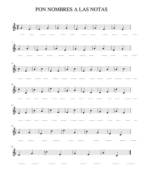 Pon Nombres A Las Notas Sheet Music For Piano Solo