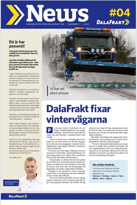 Dalafrakt News Nr Dalafrakt Dalarnas Fraktbolag