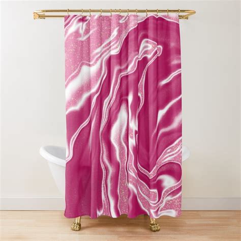 Hot Pink Glitter Marble Shower Curtain By Purplecanvas Curtains