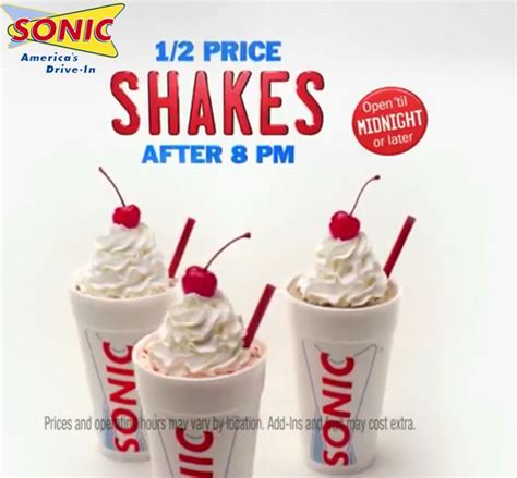 50 Off Milkshakes After 8pm All Summer At Sonic Drive In Coupon Via The Coupons App Coupons