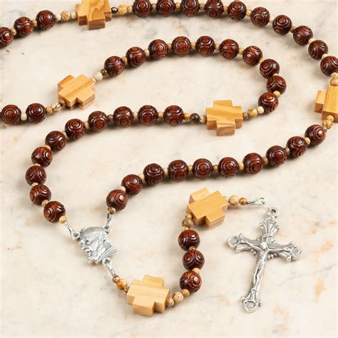 St Padre Pio Wood Bead Rosary The Catholic Company