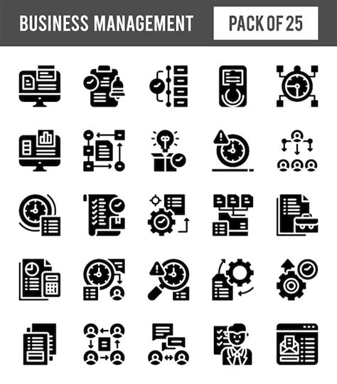 Premium Vector 25 Business Management Glyph Icon Pack Vector Illustration