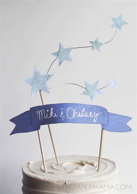 Star And Banner Cake Topper With Free Printables Purple Wedding Cakes