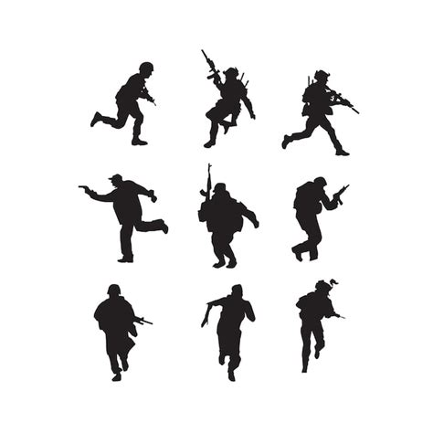 Premium Vector Soldier Carrying His Gun While Running Silhouette