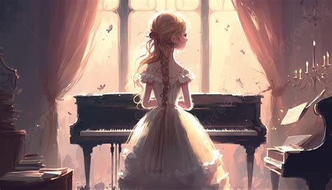 Girl Playing Piano Wallpaper