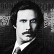 Will Ferrell Anchorman The Legend of Ron Burgundy Words Black and White ...