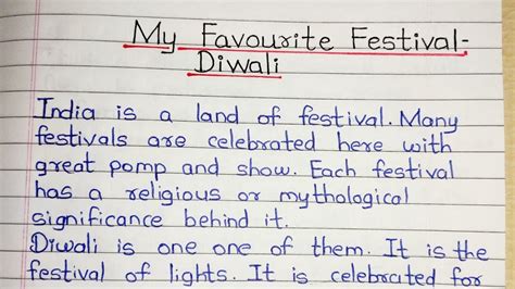 My Favourite Festival Diwali Essay In English Write An Essay On