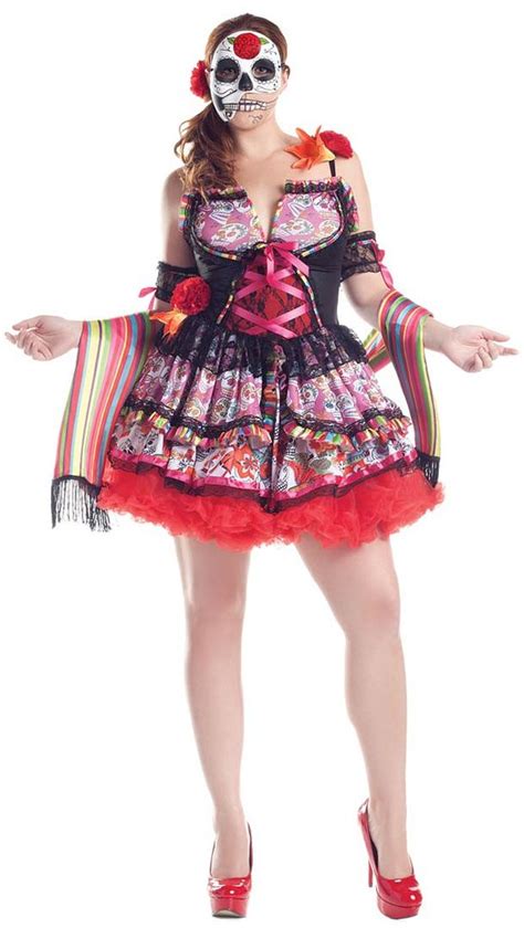 Day Of The Dead Dia De Los Muertos Women Sexy Costume Mexico Skeleton Plus Size Ebay