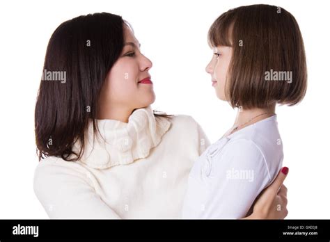 Mother And Daughter Face To Face Stock Photo Alamy