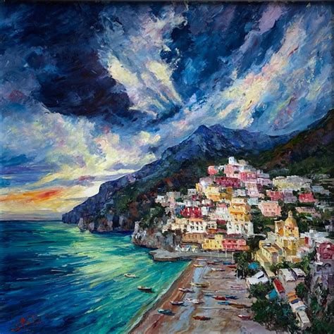 Dipinto Di Positano Il Cielo Acrilico Su Tela X Cm Galleria