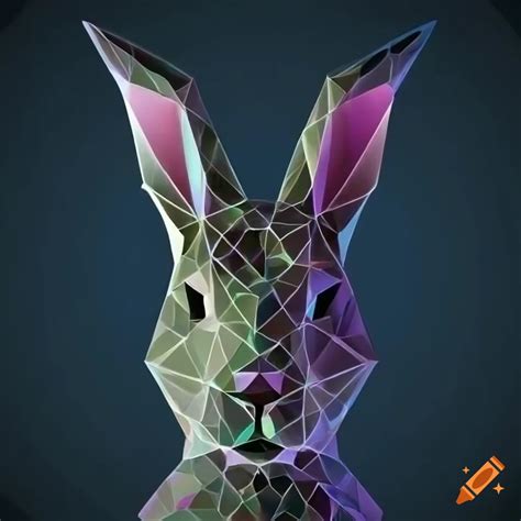 Abstract Background With A Polygonal Rabbit Head