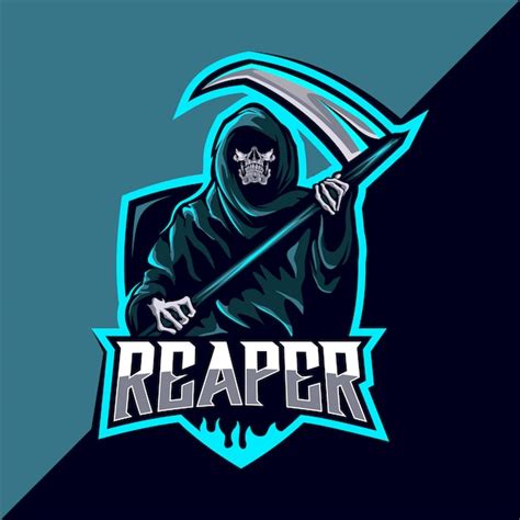 Création De Logo Esport Mascotte Crâne Reaper Vecteur Premium