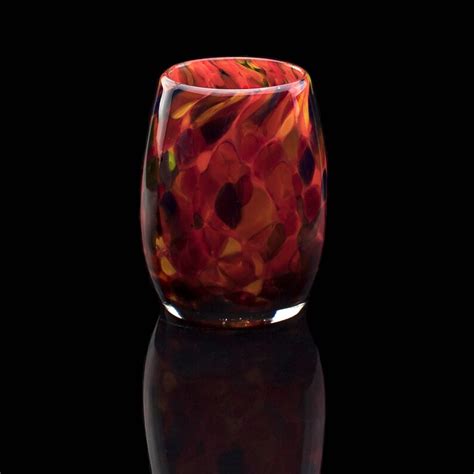 Votive Candle Holder Hand Blown Art Glass In Red With Magic Etsy