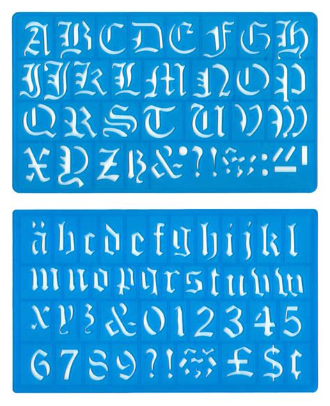 30mm Old English Upper Lower Case Alphabet Numbers Stencil Template Set