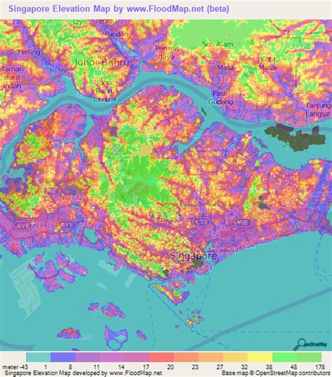 Singapore Elevation And Elevation Maps Of Cities Topographic Map Contour