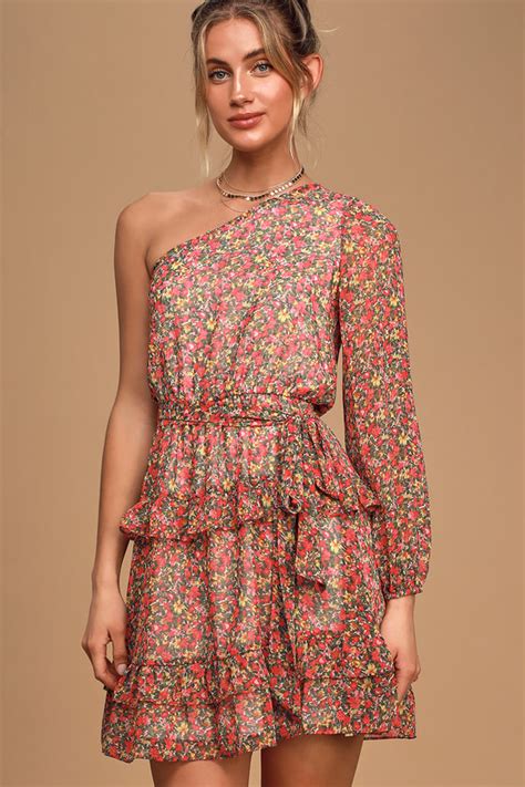 Lulus Exclusive The Lulus Anew Romance Pink Floral Print One Shoulder