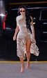 Kim Kardashian in a Beige Dress Arrives at the Kanye West Christmas ...