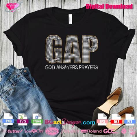 Lll Download Gap God Answers Prayers Rhinestone Svg Digital