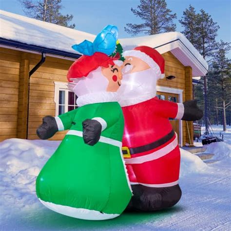 6ft inflatable christmas decorations santa and mrs claus sweet kiss lighted up christmas