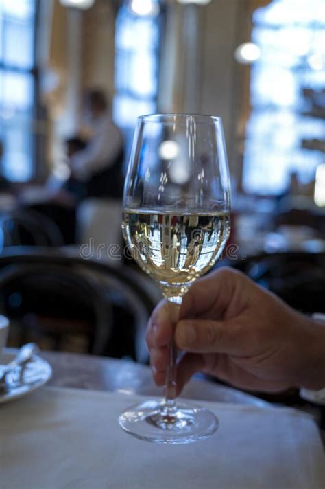 Lifestyle Of Beautiful Vienna Glass Of White Dry Austrian Wine Served