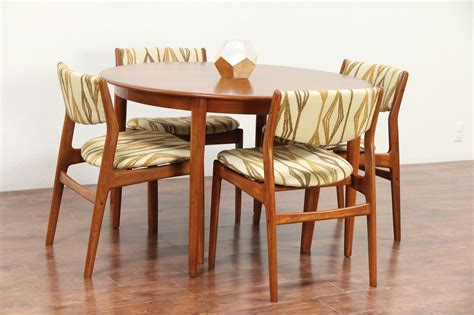 Midcentury Modern Danish Teak Dining Set Table 4 Chairs Glostrup