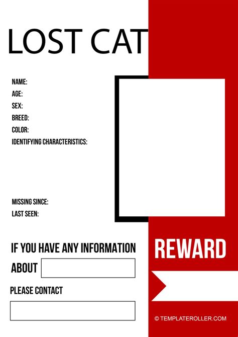 Missing Cat Poster Template Red Download Printable Pdf Templateroller