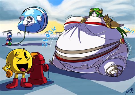 palutena vs pac man body inflation anime pacman disney characters