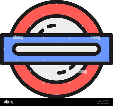 London Underground Metro Train Flat Color Line Icon Stock Vector