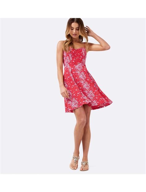 Hunter Sundress Red Mini Floral Print Womens Fashion Forever New