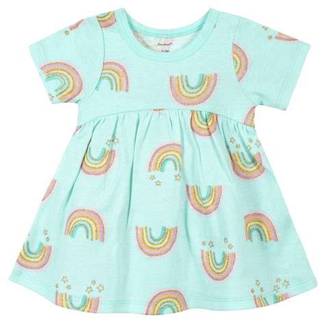 Gerber® 3 Piece Baby Girls Rainbow Dress Diaper Cover And Headband S
