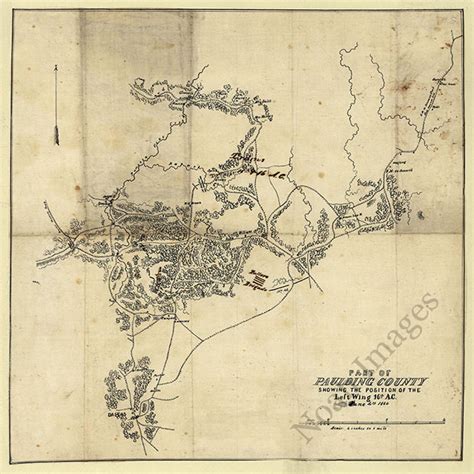 Map Of Paulding County Ga C1864 Repro 16x16 Ebay