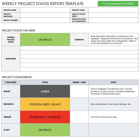 One Page Project Status Report Template A Weekly Status Report Bb