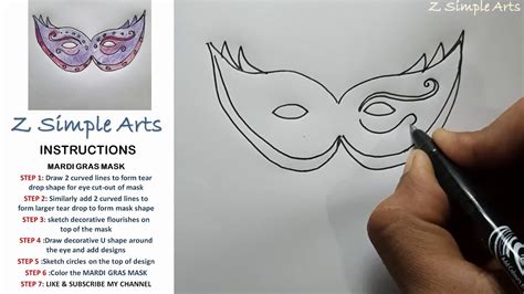 How To Draw A Mardi Gras Mask Youtube