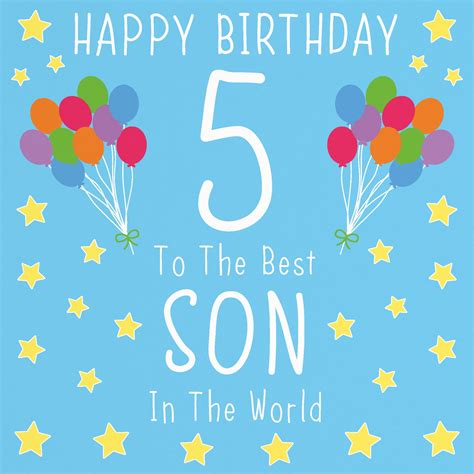Son 5th Birthday Card Happy Birthday 5 To The Best Son Etsy
