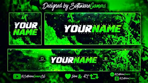 Green Scheme Abstract Gaming Youtube Banner Logo And Twitter Header