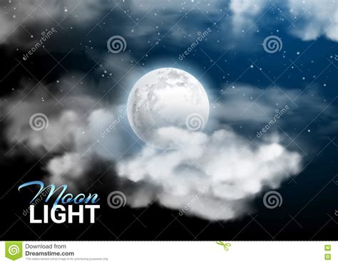 Moonlight Night Full Moon Mystical Sky Realistic Clouds