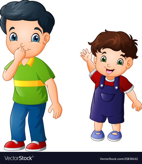 Cartoon Older Brother With His Younger Brother Vector Image