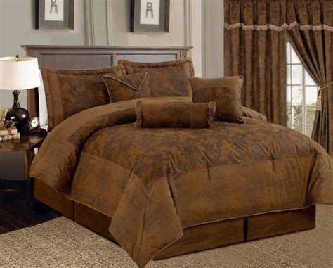 piece cal king brown bronze suede comforter set ebay