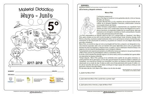 Material didáctico del quinto grado del quinto bloque mayo y junio ciclo escolar 2017 2018