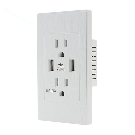 Dual Usb Port Wall Smat Socket Charger Ac Power Receptacle Outlet Plate